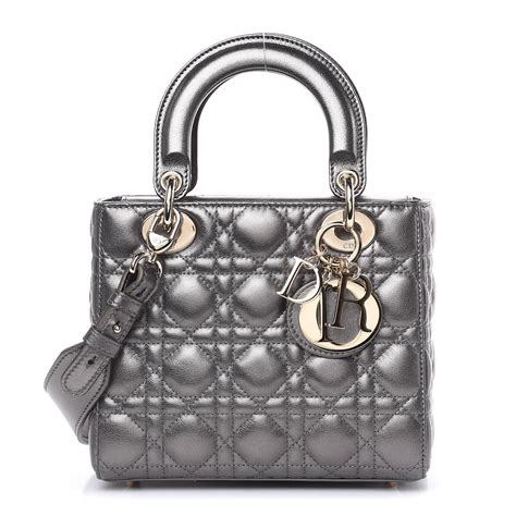 lady dior metallic gunmetal|CHRISTIAN DIOR Metallic Grained Calfskin Cannage Small Lady .